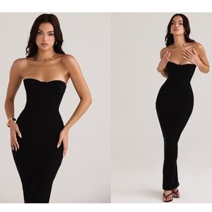 HOUSE OF CB 'Lucia' Black Strapless Corset Maxi Dress /Size XL NWOT